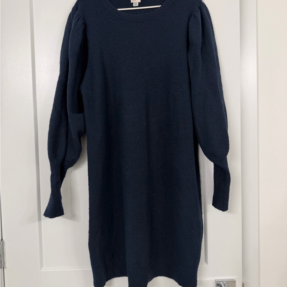 Blue sweater dress